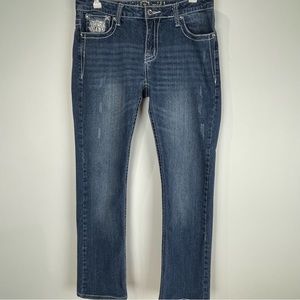 Zenim Thick Stitch Embroidered Medium Wash Denim Jeans Women’s Size 8